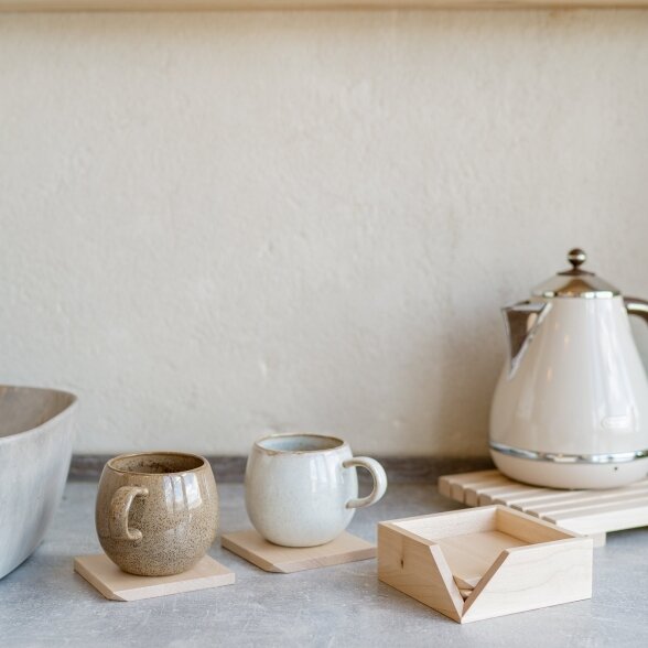 A set of coffee cup coasters with box "SQUARE"