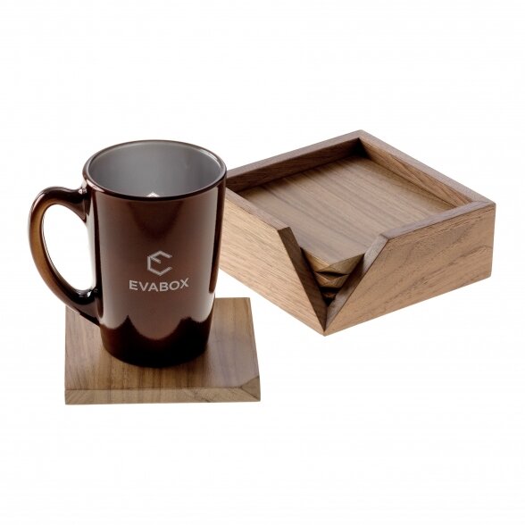 A set of coffee cup coasters with box "SQUARE" 8
